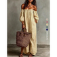 Dames Off-Shoulder Maxi Jurk Lantaarnmouw Jurk