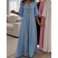 poeak™ Dames V-hals Losse Maxi Jurk – Vloeiend Silhouet & Dagelijks Comfort