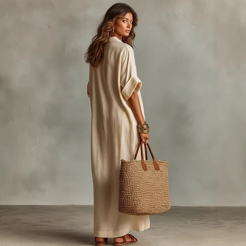 ☀️ Dames Minimalistische Effen Maxi Jurk | Zomerfavoriet — 8 Kleuren, S t/m 2XL! 🌸