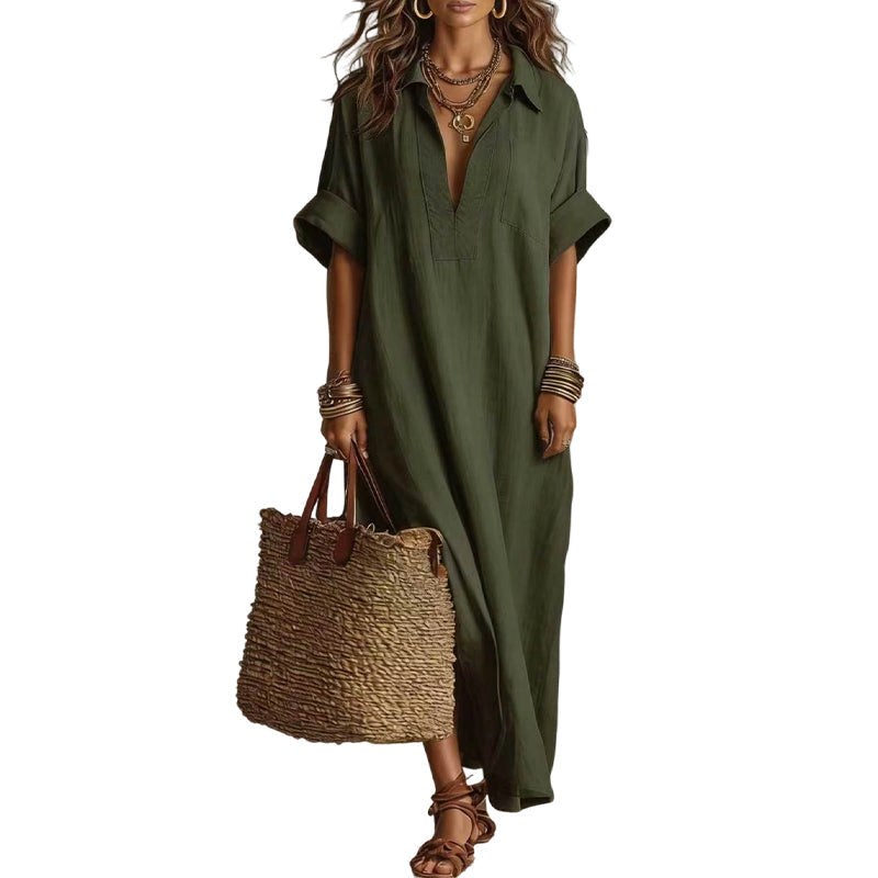 ☀️ Dames Minimalistische Effen Maxi Jurk | Zomerfavoriet — 8 Kleuren, S t/m 2XL! 🌸