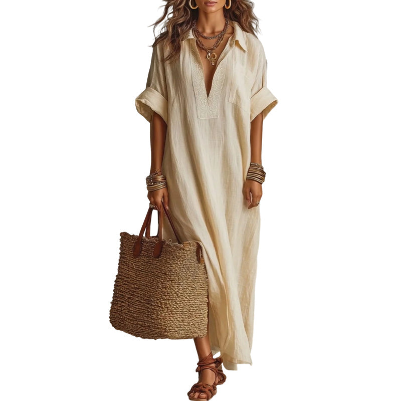 ☀️ Dames Minimalistische Effen Maxi Jurk | Zomerfavoriet — 8 Kleuren, S t/m 2XL! 🌸