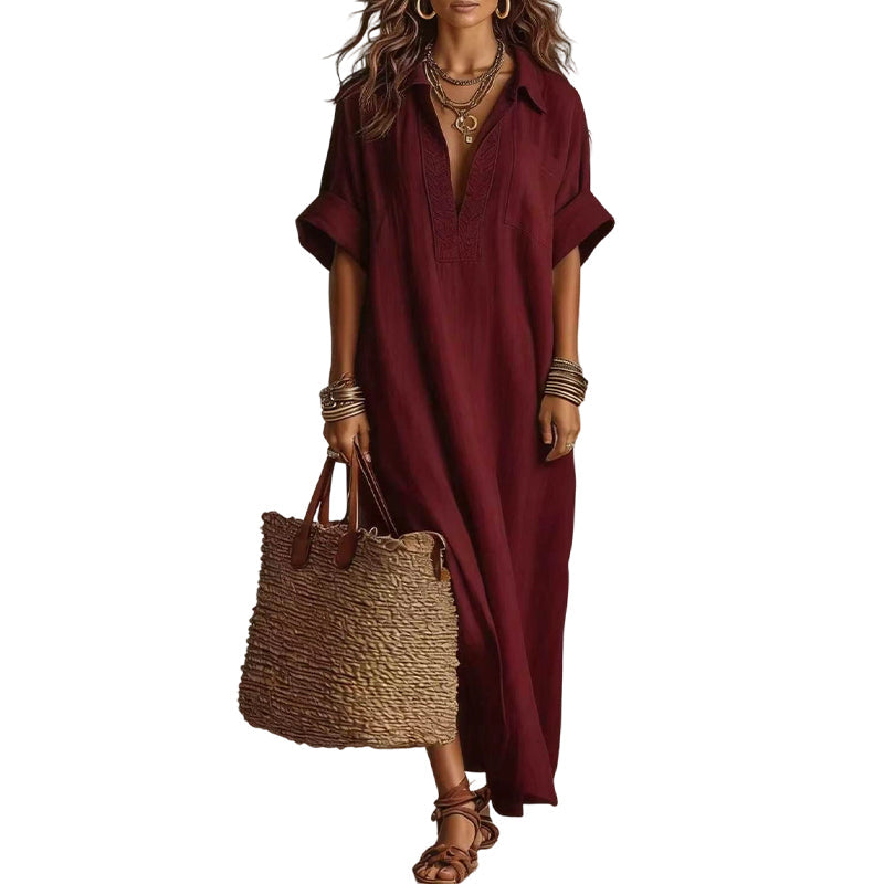 ☀️ Dames Minimalistische Effen Maxi Jurk | Zomerfavoriet — 8 Kleuren, S t/m 2XL! 🌸