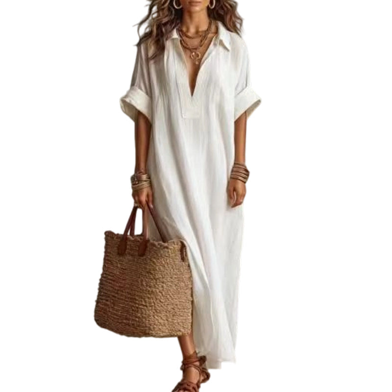 ☀️ Dames Minimalistische Effen Maxi Jurk | Zomerfavoriet — 8 Kleuren, S t/m 2XL! 🌸