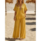 Dames V-hals Top en Wijde Pijp Broek Set