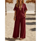 Dames V-hals Top en Wijde Pijp Broek Set