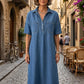 Tencel Denim Midi-Jurk | Luchtig & Zijdezacht | Losse Pasvorm | Maat S–3XL