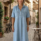 Tencel Denim Midi-Jurk | Luchtig & Zijdezacht | Losse Pasvorm | Maat S–3XL