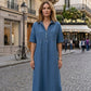 Tencel Denim Midi-Jurk | Luchtig & Zijdezacht | Losse Pasvorm | Maat S–3XL