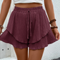 Dames Ruche Gelaagde Vloeiende Shorts