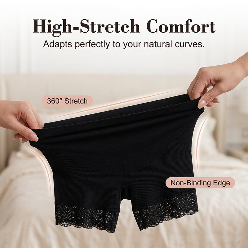 Dames Hoge Taille Veiligheidsshorts met Kant Buikcontrole Boy Shorts