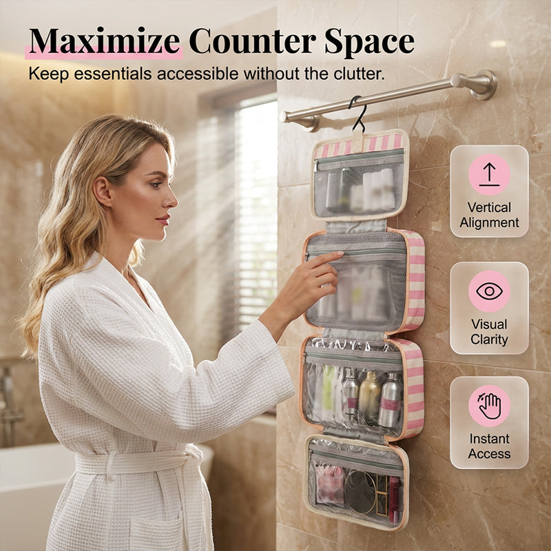 🌍 Slimme Hangende Toilettas – Perfect voor Vakantie, Weekendjes Weg en Dagelijks Gebruik 🧳