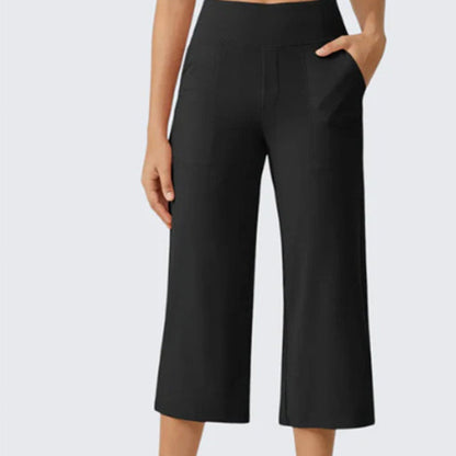 Dames casual cropped broek met wijde pijpen