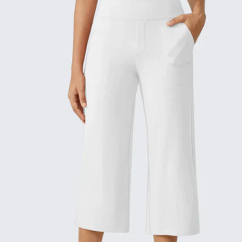 Dames casual cropped broek met wijde pijpen