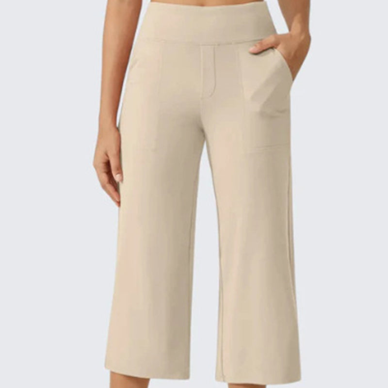 Dames casual cropped broek met wijde pijpen