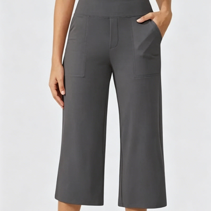 Dames casual cropped broek met wijde pijpen