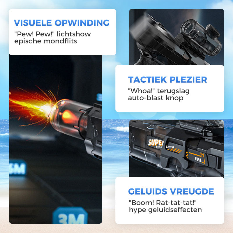 ❄️50% KORTING🔫Zomerfresh – Dit waterpistool drinkt zelf uit de emmer en spuit non-stop door! Dompel 'm 1 seconde, trek de trekker over, en 10 meter lang regent het ijskoud verzet!