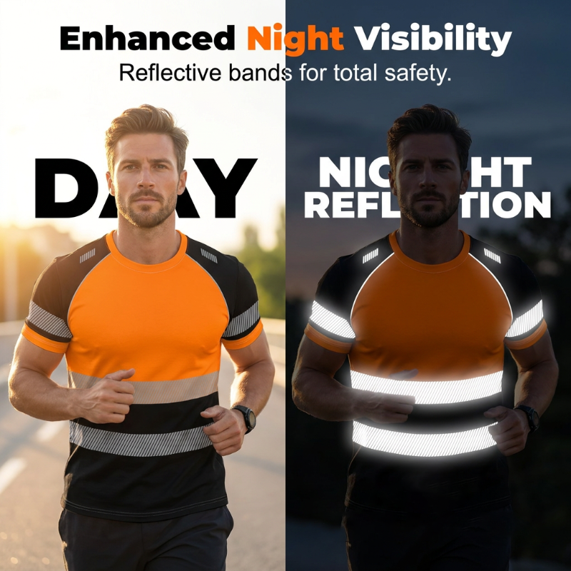 Heren Fluorescerend Colorblock Sportshirt Buiten Veiligheids T-shirt