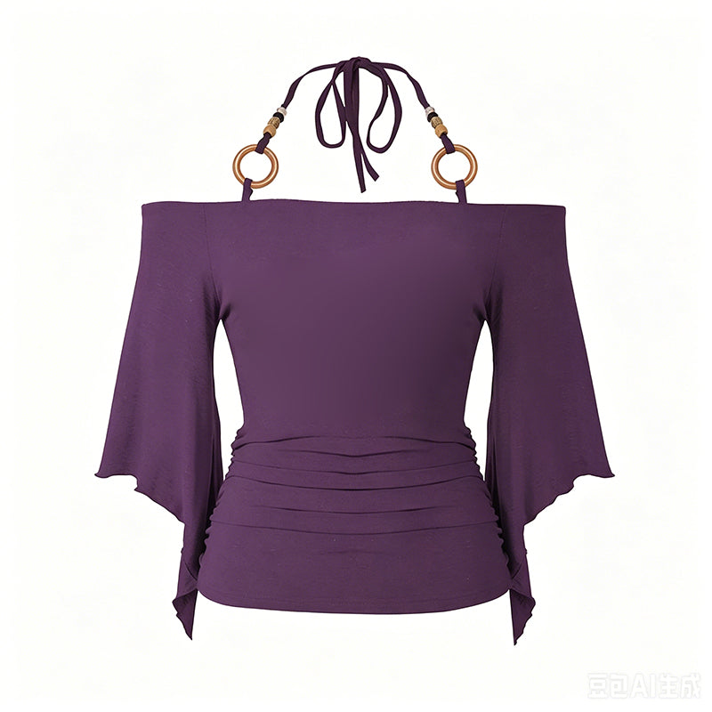 Off-the-shoulder haltertop voor dames
