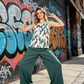 Dames set met bloemenprint top en wijde broek