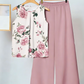 Dames set met bloemenprint top en wijde broek