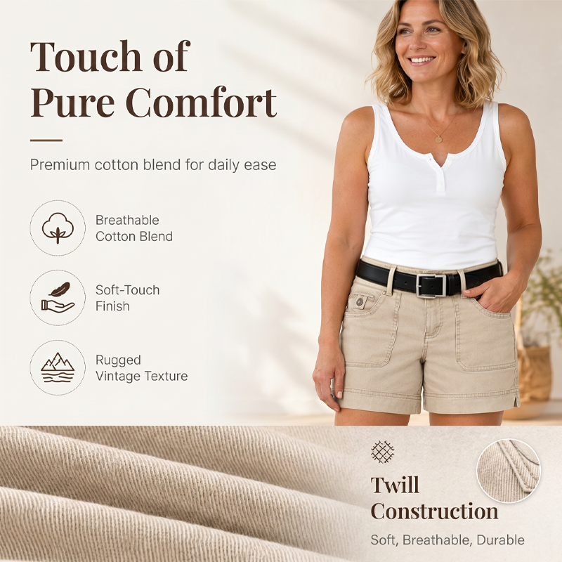 Casual stretchshorts voor dames met cargozakken