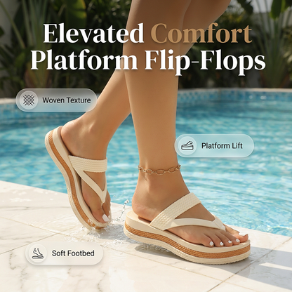 Platform teenslippers met geweven bandje voor dames