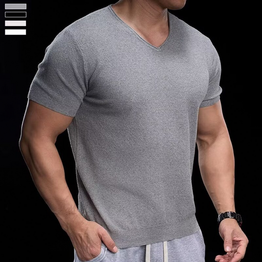 Ademend gebreid T-shirt met V-hals