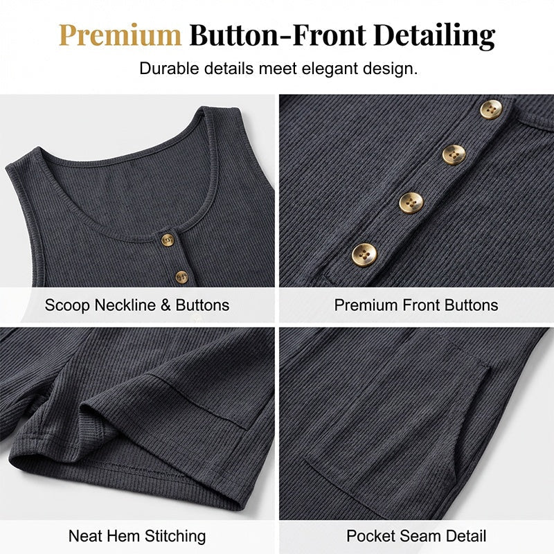 Mouwloze romper met knoopsluiting voor dames