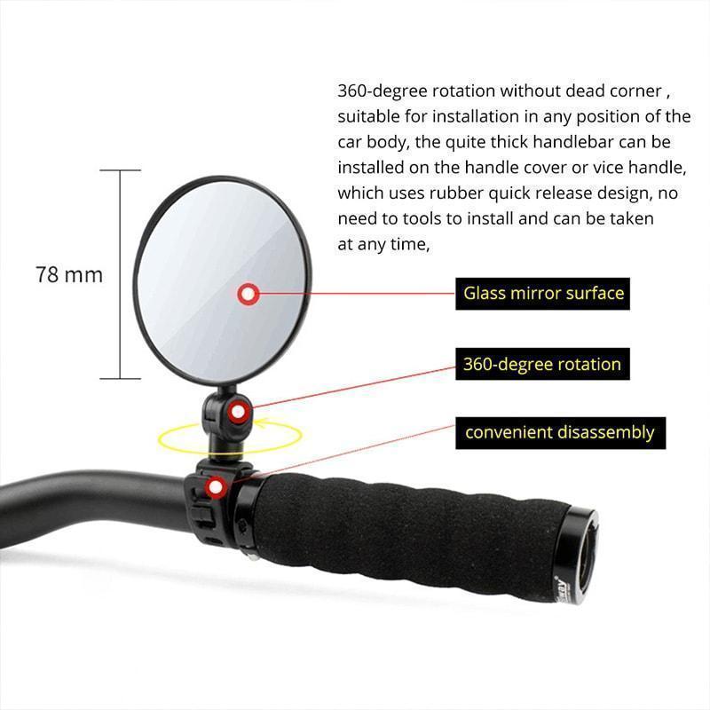 🚴 360° Draaibare Fietsspiegel — Bolle Spiegel, Eenvoudige Montage, Rond of Ovaal, Motor & E-bike 🔎