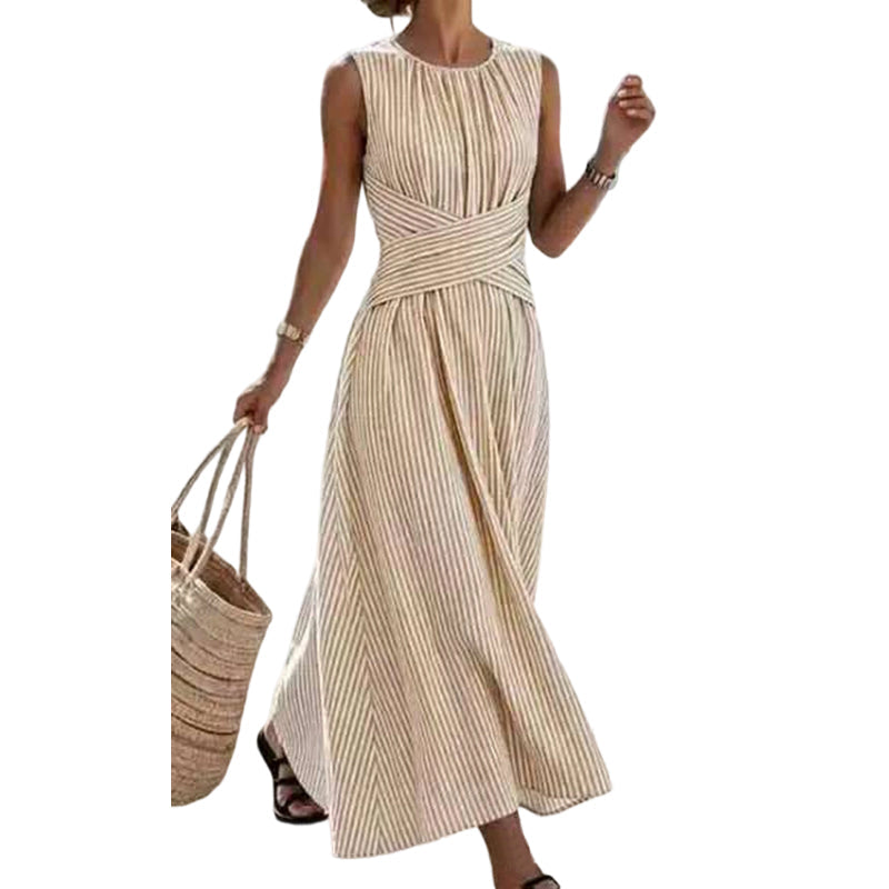 ⏳Tijdelijke aanbieding: 50 % korting⏰Mouwloze gestreepte lange jurk voor dames🎀👗