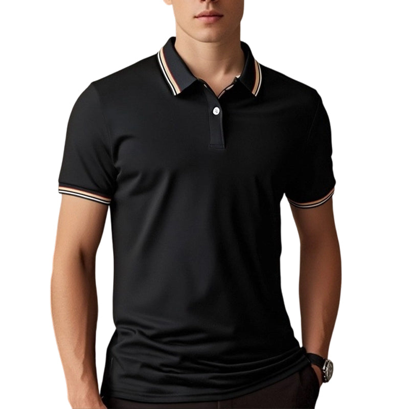 Heren Mode Contrast Revers Sneldrogend Korte Mouw T-Shirt