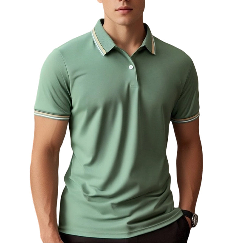 Heren Mode Contrast Revers Sneldrogend Korte Mouw T-Shirt