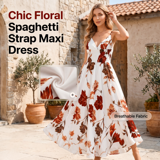 Dames maxi-jurk met print en spaghettibandjes