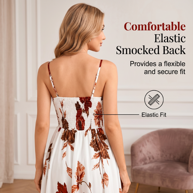 Dames maxi-jurk met print en spaghettibandjes
