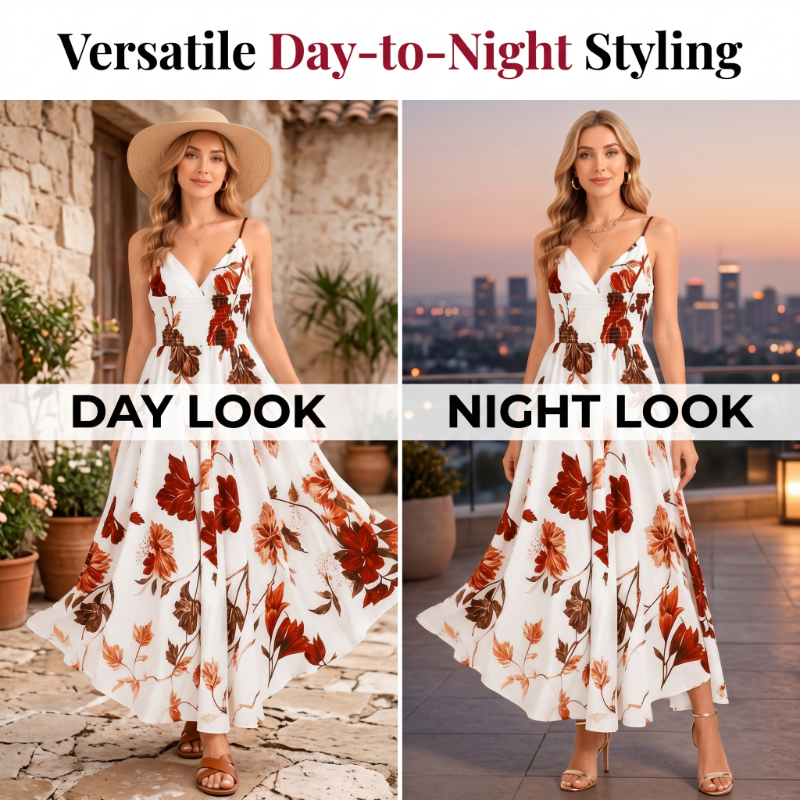 Dames maxi-jurk met print en spaghettibandjes