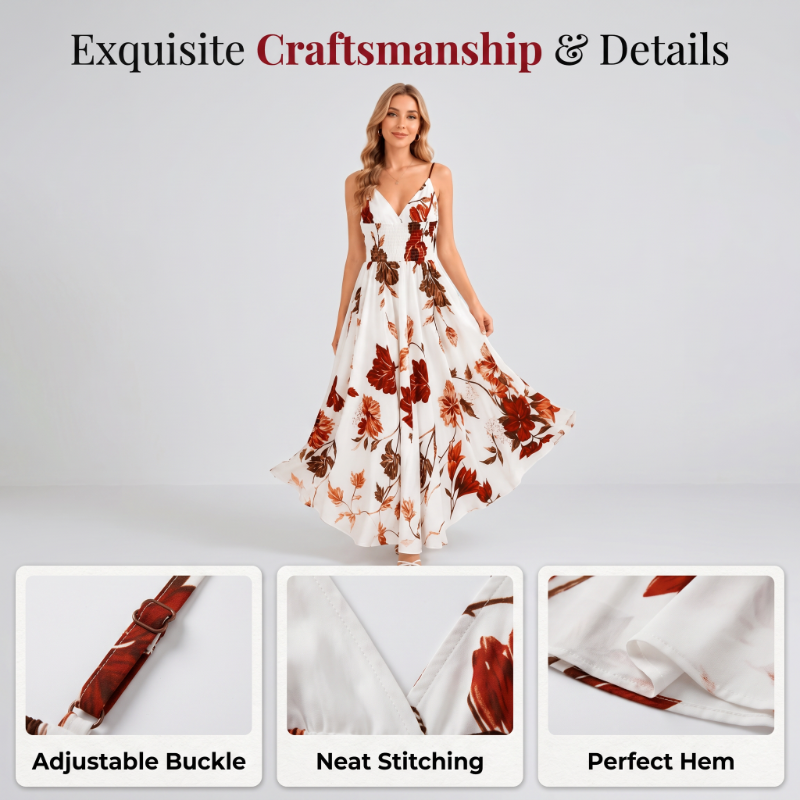 Dames maxi-jurk met print en spaghettibandjes
