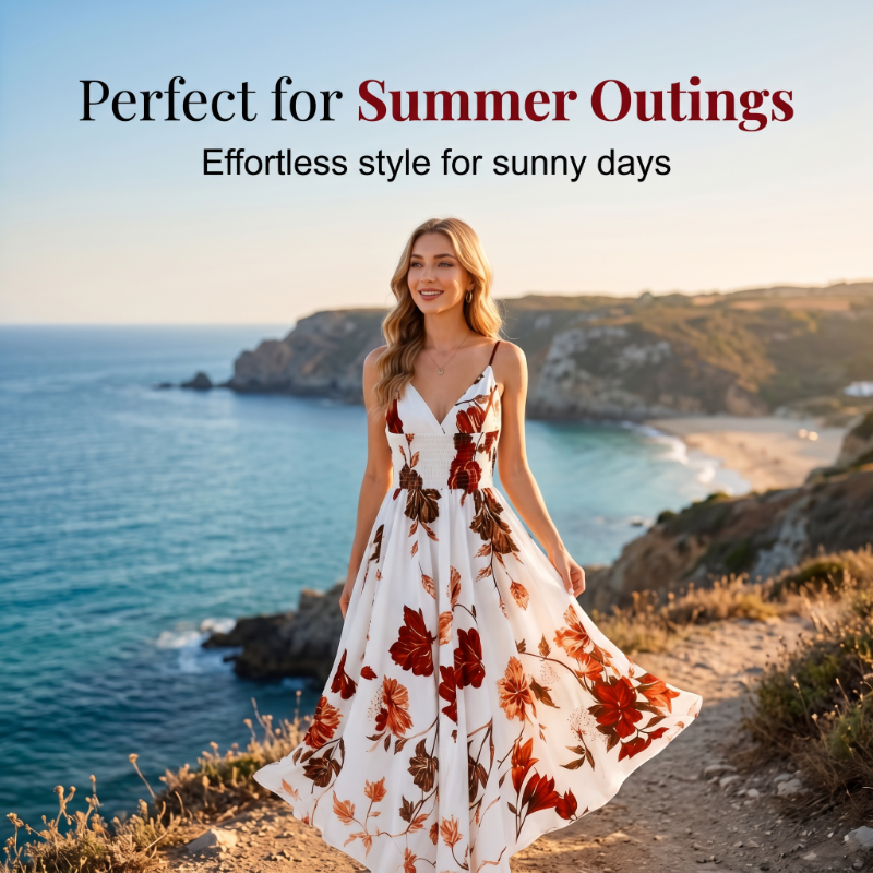 Dames maxi-jurk met print en spaghettibandjes