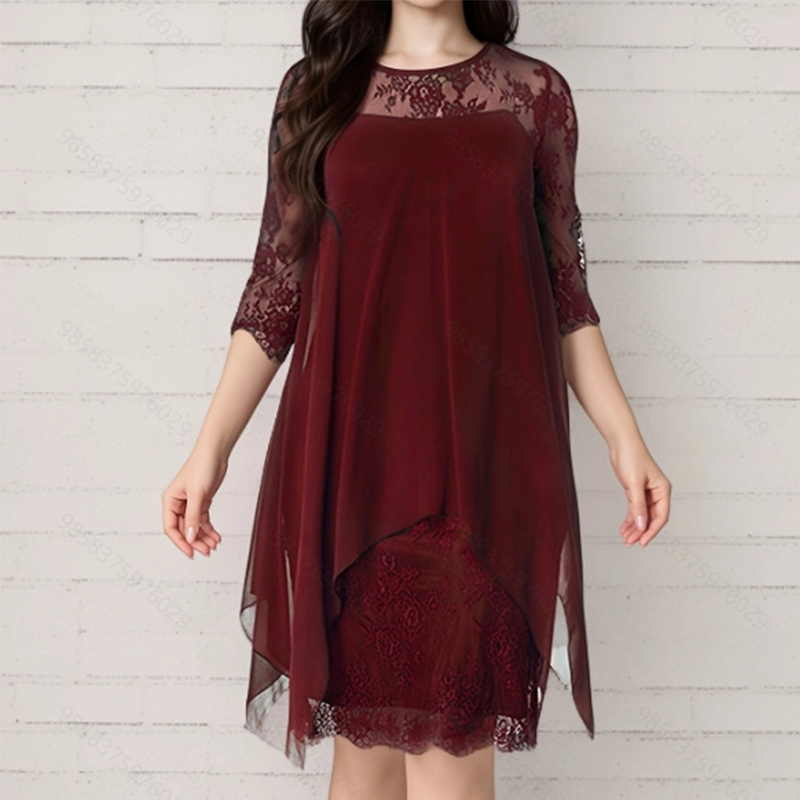 💃 FLASH SALE! 🌸 Stijlvolle Lace Jurk Met High-Low Design – Perfect Voor Feestjes, Dates & Speciale Momenten
