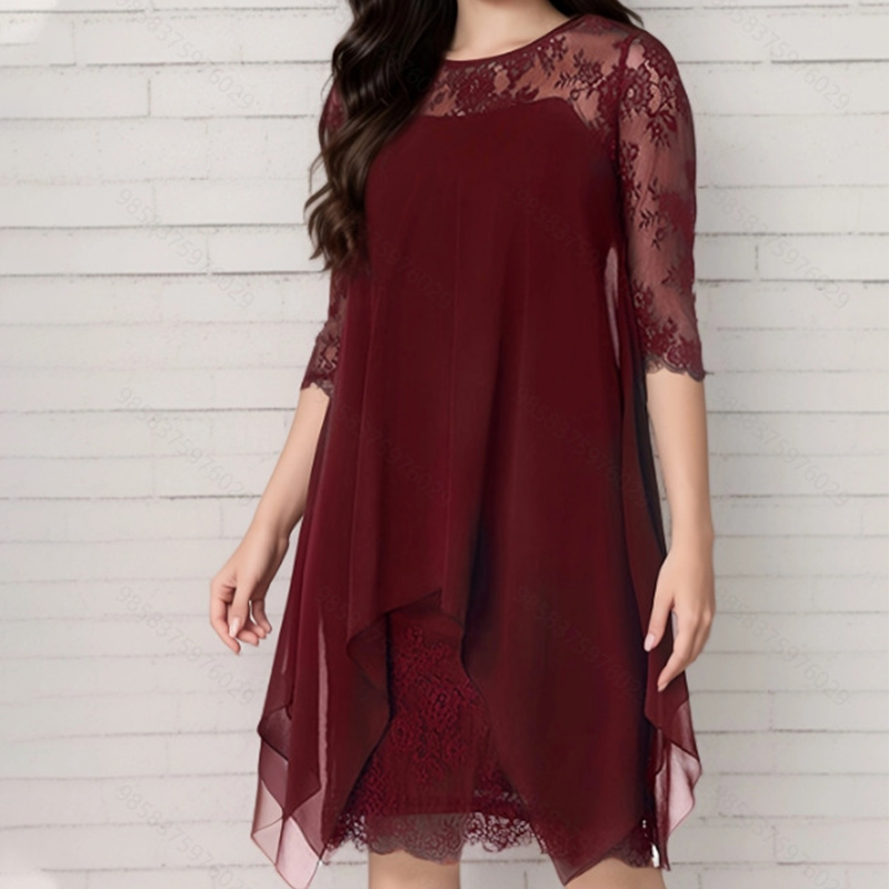 💃 FLASH SALE! 🌸 Stijlvolle Lace Jurk Met High-Low Design – Perfect Voor Feestjes, Dates & Speciale Momenten
