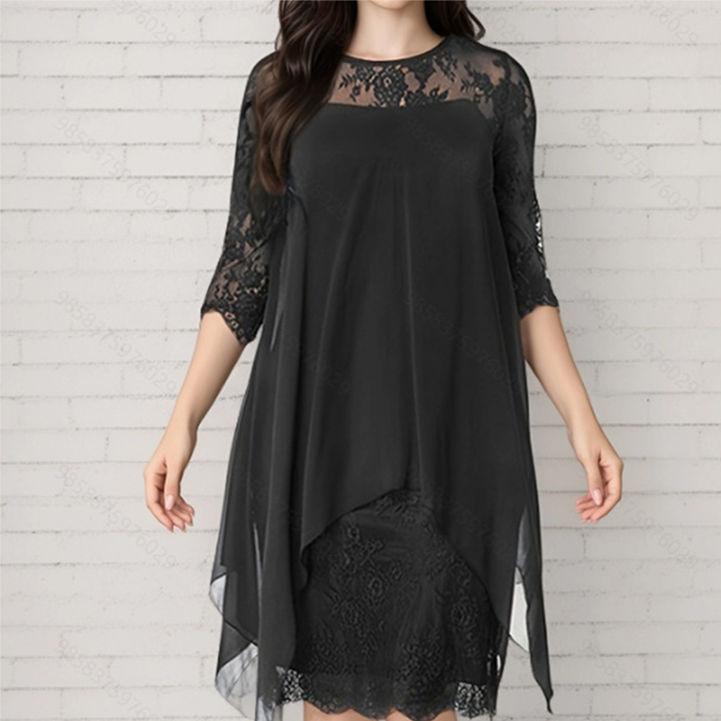 💃 FLASH SALE! 🌸 Stijlvolle Lace Jurk Met High-Low Design – Perfect Voor Feestjes, Dates & Speciale Momenten