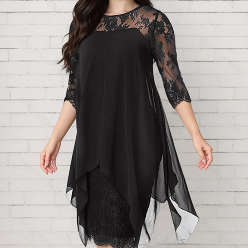 💃 FLASH SALE! 🌸 Stijlvolle Lace Jurk Met High-Low Design – Perfect Voor Feestjes, Dates & Speciale Momenten