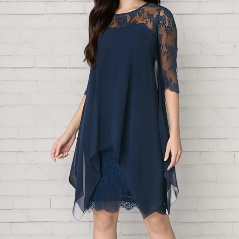 💃 FLASH SALE! 🌸 Stijlvolle Lace Jurk Met High-Low Design – Perfect Voor Feestjes, Dates & Speciale Momenten