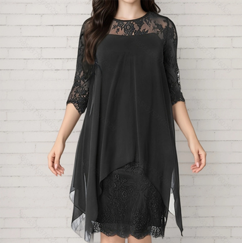 💃 FLASH SALE! 🌸 Stijlvolle Lace Jurk Met High-Low Design – Perfect Voor Feestjes, Dates & Speciale Momenten