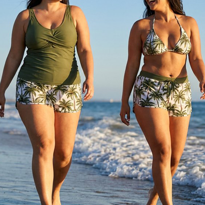 👙50% KORTING✨Tanktop, bikinitop én shorts in 1 set. Criss-cross rug, tummy control, en sneldrogende stof – jij bepaalt hoe je straalt op het strand!