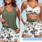 👙50% KORTING✨Tanktop, bikinitop én shorts in 1 set. Criss-cross rug, tummy control, en sneldrogende stof – jij bepaalt hoe je straalt op het strand!