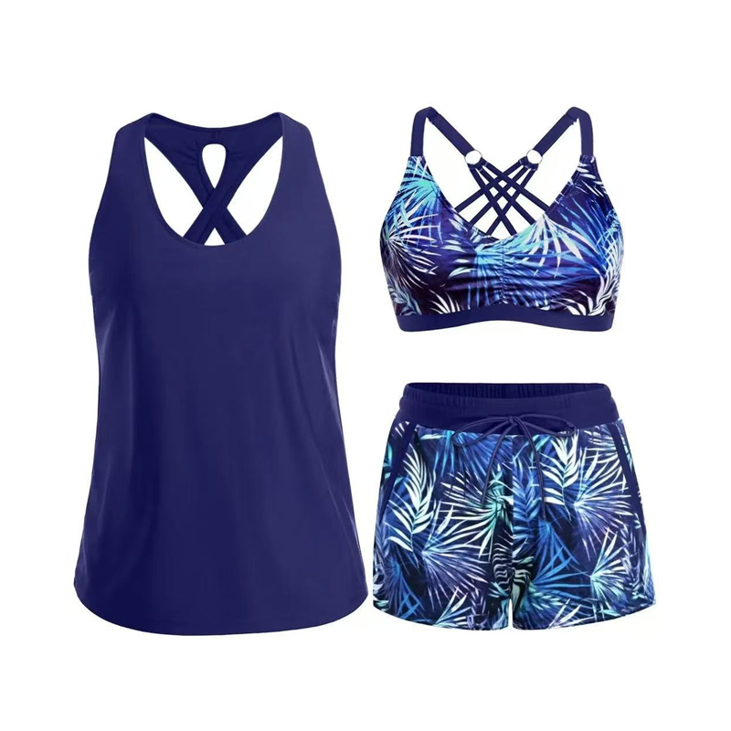 👙50% KORTING✨Tanktop, bikinitop én shorts in 1 set. Criss-cross rug, tummy control, en sneldrogende stof – jij bepaalt hoe je straalt op het strand!