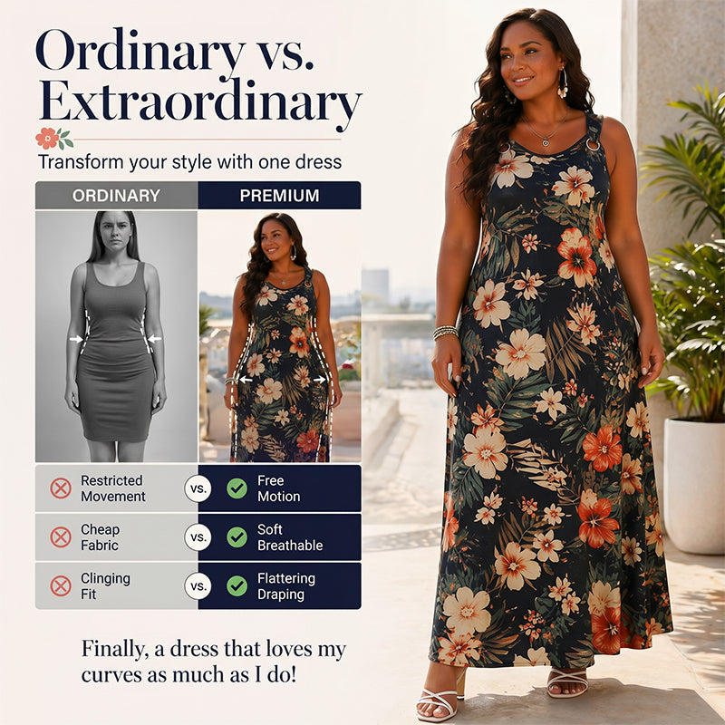 Dames plus size V-hals mouwloze maxi-jurk