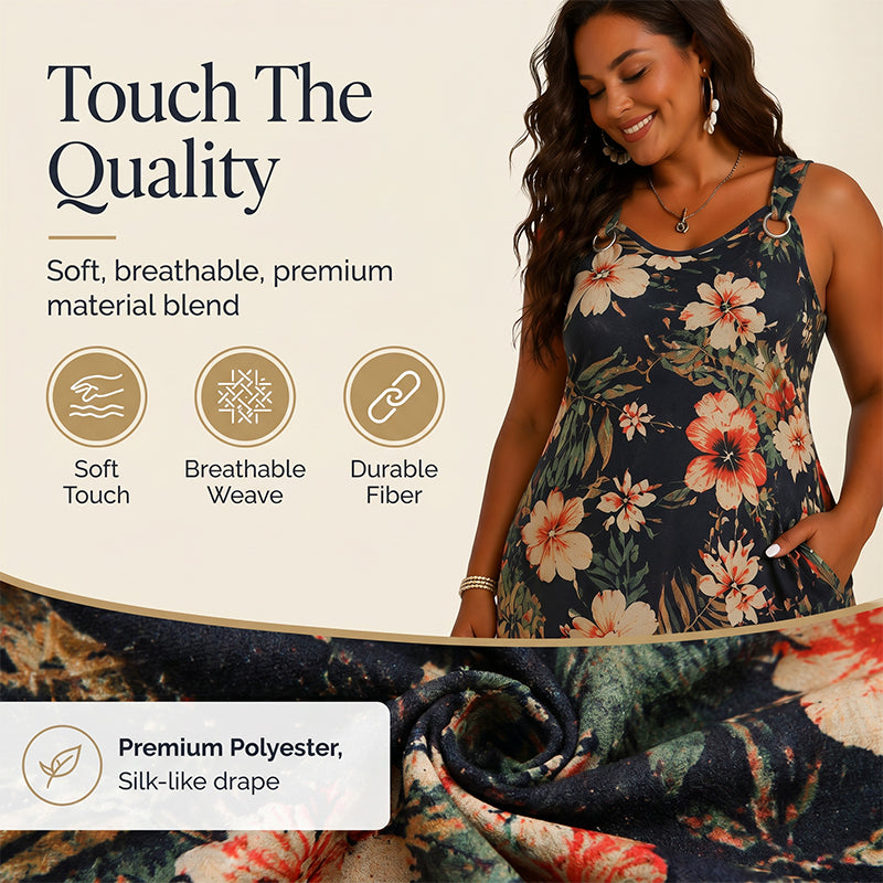 Dames plus size V-hals mouwloze maxi-jurk