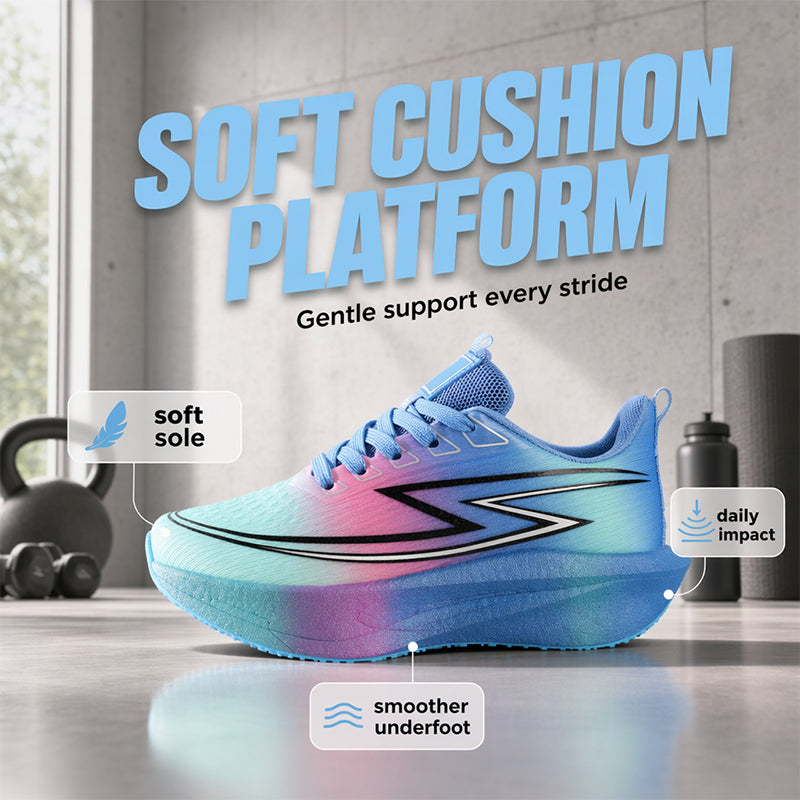Ademende mesh sneakers met zool met demping voor outdoor en fitness