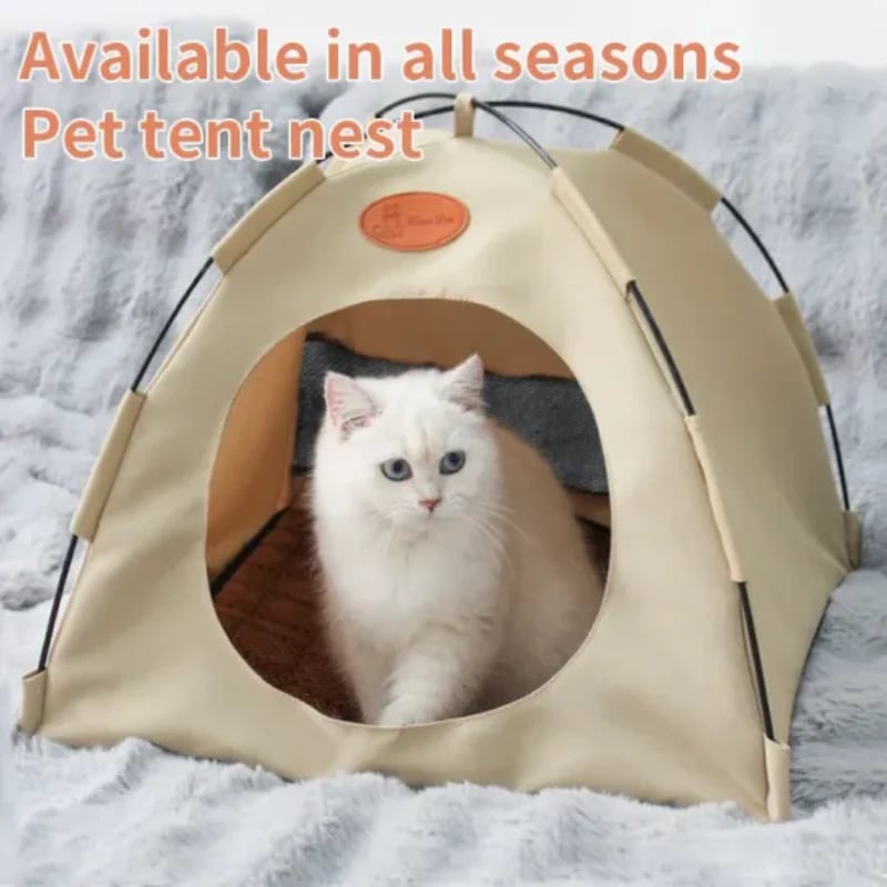 Huisdierentent Nest™ – Krasbestendig & Duurzaam | Draagbaar | Beige / Koffie / Grijs